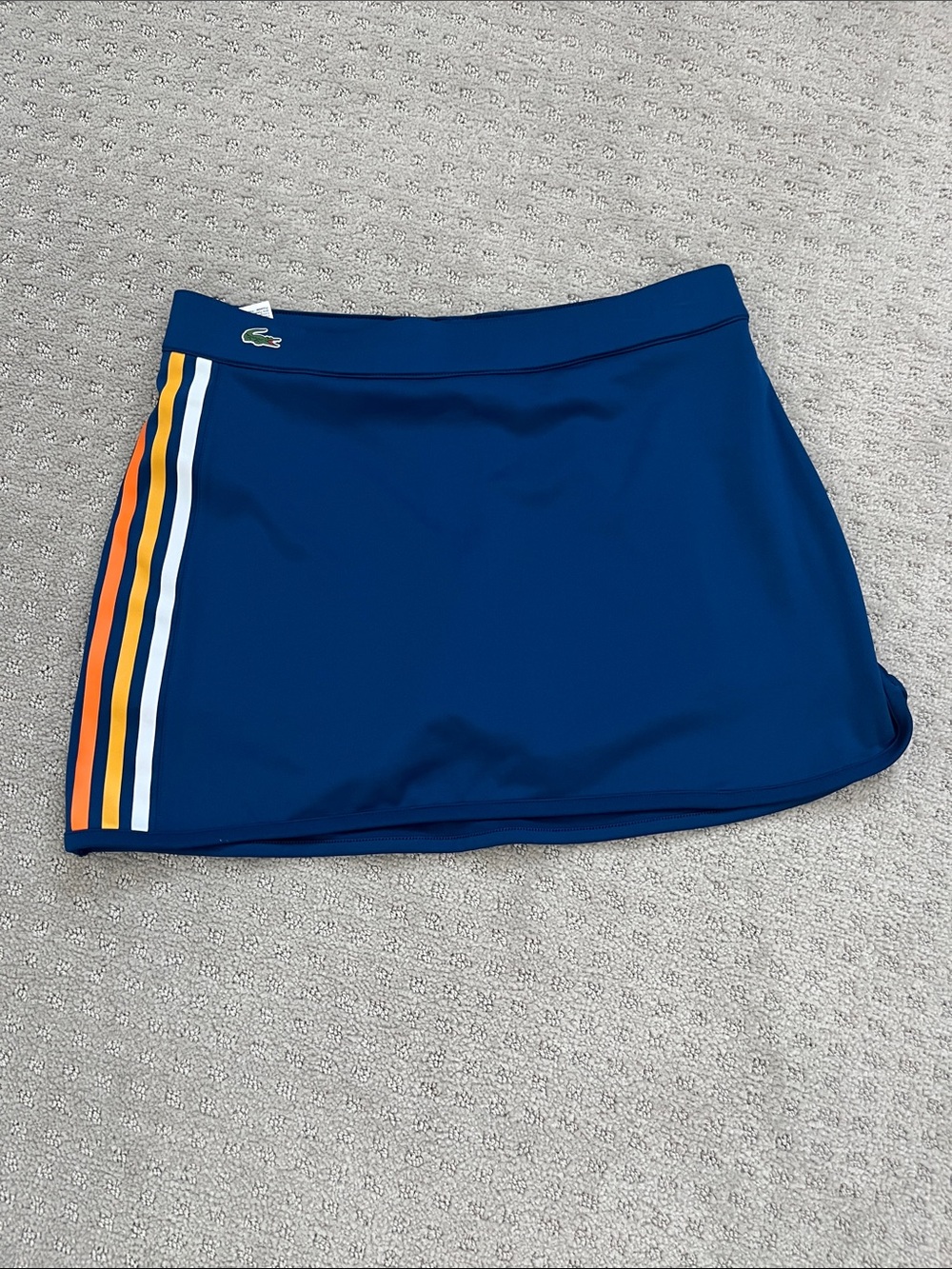 Lacoste Navy Tennis Skort with Multicolor Side Stripes